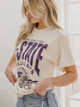 Load image into Gallery viewer, KSU Wildcats Established Helmet Off White Thrifted Tee