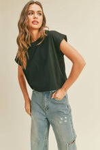 Load image into Gallery viewer, Round Neck Cuffed Sleeve Top