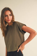 Load image into Gallery viewer, Round Neck Cuffed Sleeve Top