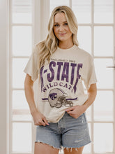 Load image into Gallery viewer, KSU Wildcats Established Helmet Off White Thrifted Tee