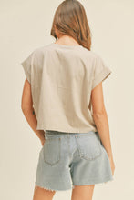 Load image into Gallery viewer, Round Neck Cuffed Sleeve Top