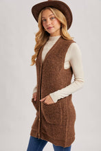 Load image into Gallery viewer, BUTTON DOWN V-NECK TEDDY KNIT LONG LINED VEST