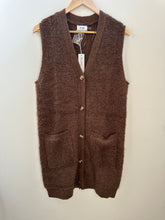 Load image into Gallery viewer, BUTTON DOWN V-NECK TEDDY KNIT LONG LINED VEST