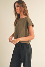Load image into Gallery viewer, Round Neck Cuffed Sleeve Top