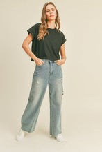 Load image into Gallery viewer, Round Neck Cuffed Sleeve Top
