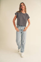 Load image into Gallery viewer, Round Neck Cuffed Sleeve Top