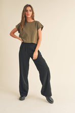Load image into Gallery viewer, Round Neck Cuffed Sleeve Top