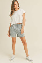 Load image into Gallery viewer, Round Neck Cuffed Sleeve Top