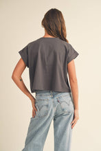 Load image into Gallery viewer, Round Neck Cuffed Sleeve Top