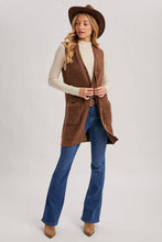 Load image into Gallery viewer, BUTTON DOWN V-NECK TEDDY KNIT LONG LINED VEST