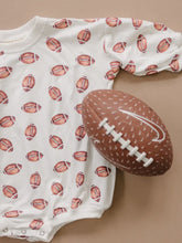 Load image into Gallery viewer, Football Print Bamboo Bubble Romper Fall Baby Boy Outfit
