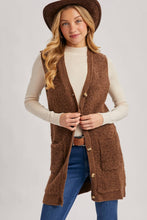 Load image into Gallery viewer, BUTTON DOWN V-NECK TEDDY KNIT LONG LINED VEST
