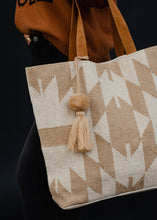 Load image into Gallery viewer, Tan &amp; Cream Aztec Tote
