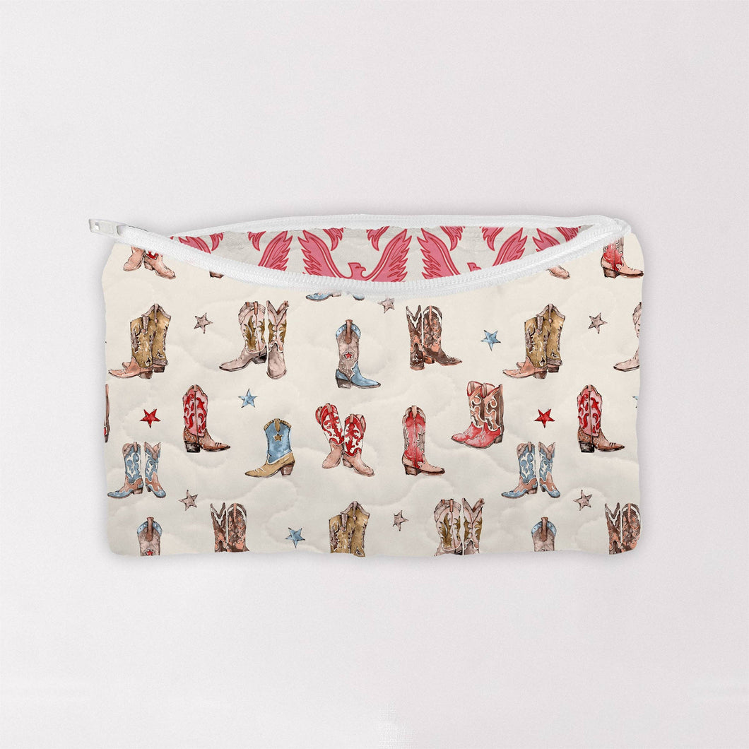 Thunderbird Boots Sand Quilted Makeup Bag
