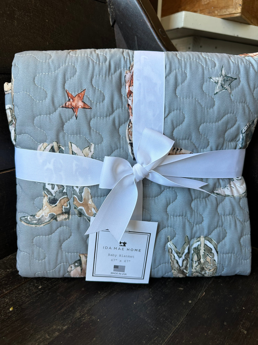 Thunderbird Boots Charcoal Baby Blanket