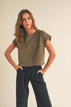 Load image into Gallery viewer, Round Neck Cuffed Sleeve Top
