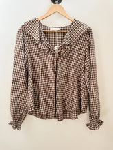 Load image into Gallery viewer, Woven Cotton Gingham Ruffled Blouse
