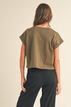 Load image into Gallery viewer, Round Neck Cuffed Sleeve Top
