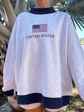 Load image into Gallery viewer, Pearl Grey United States Flag Embroider Mockneck Sweatshirt
