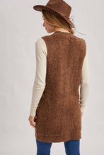 Load image into Gallery viewer, BUTTON DOWN V-NECK TEDDY KNIT LONG LINED VEST
