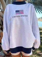 Load image into Gallery viewer, Pearl Grey United States Flag Embroider Mockneck Sweatshirt
