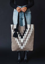 Load image into Gallery viewer, Taupe, Cream &amp; Black Aztec Tote
