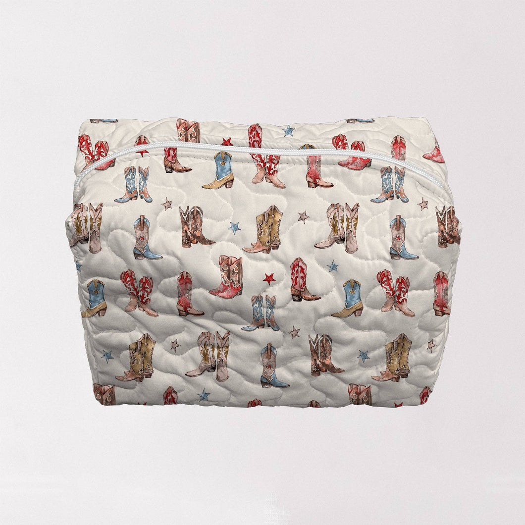 Thunderbird Boots Sand Quilted Makeup Bag
