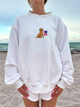Load image into Gallery viewer, White American Flag Dog Mockneck Sweatshirt 100% Cotton
