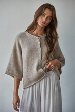 Load image into Gallery viewer, Knit Sweater Quarter Sleeve Button Up Cardigan Top
