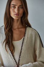 Load image into Gallery viewer, Knit Sweater Contrast Stitch Open Cardigan
