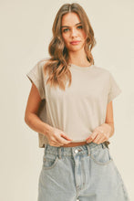 Load image into Gallery viewer, Round Neck Cuffed Sleeve Top
