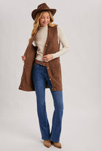 Load image into Gallery viewer, BUTTON DOWN V-NECK TEDDY KNIT LONG LINED VEST
