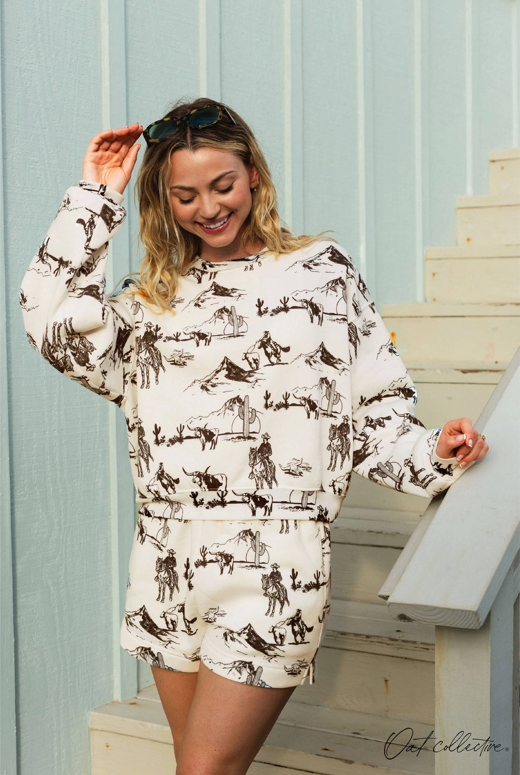 Western Sweatshort/Sweatshirt Matching Set