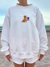 Load image into Gallery viewer, White American Flag Dog Mockneck Sweatshirt 100% Cotton
