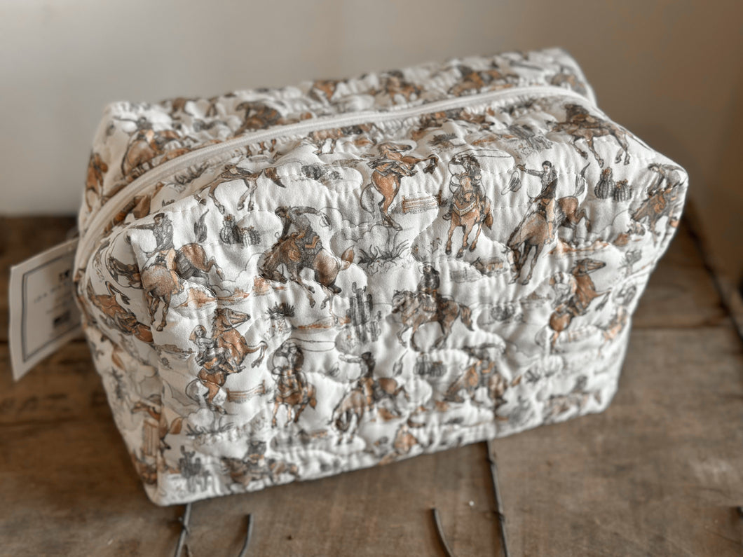 Birdie Cowgirl Neutral Quilted Makeup Bag