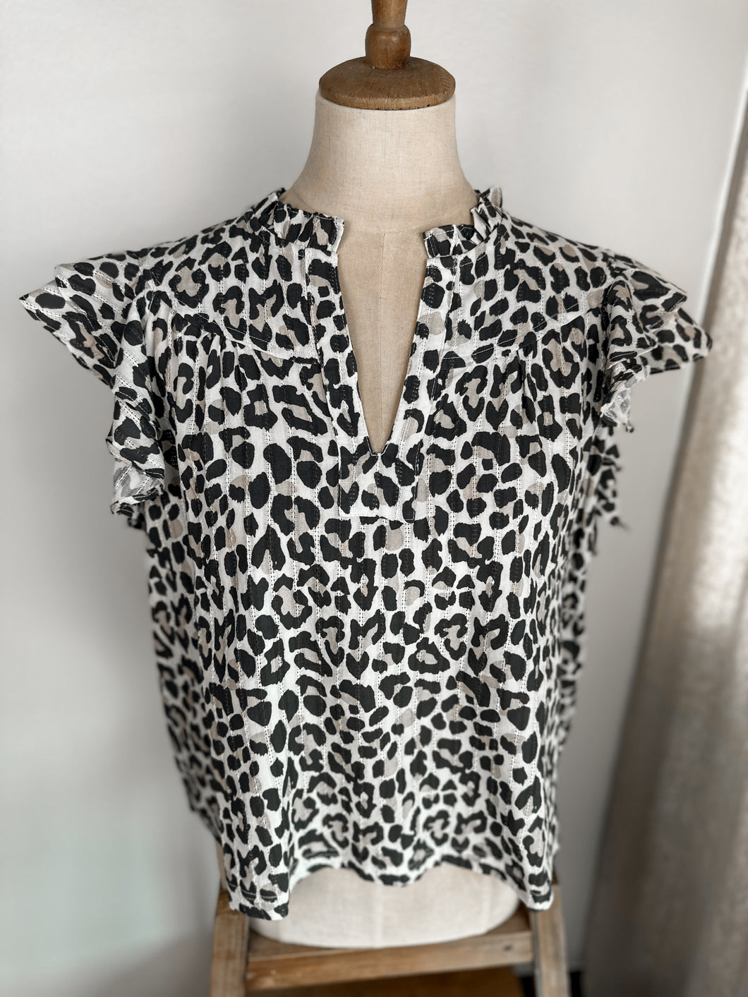 Cheetah Ruffle Top
