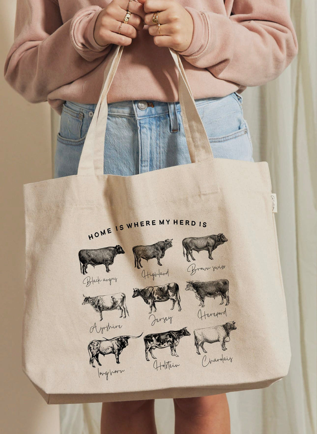 home is where my herd is - canvas tote