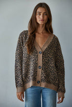 Load image into Gallery viewer, Knit Sweater V-Neck Animal Print Cardigan
