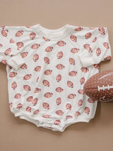 Load image into Gallery viewer, Football Print Bamboo Bubble Romper Fall Baby Boy Outfit
