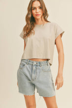 Load image into Gallery viewer, Round Neck Cuffed Sleeve Top
