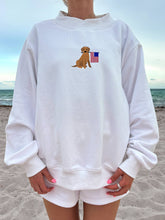 Load image into Gallery viewer, White American Flag Dog Mockneck Sweatshirt 100% Cotton
