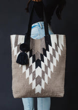 Load image into Gallery viewer, Taupe, Cream &amp; Black Aztec Tote
