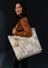 Load image into Gallery viewer, Tan &amp; Cream Aztec Tote
