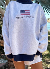 Load image into Gallery viewer, Pearl Grey United States Flag Embroider Mockneck Sweatshirt
