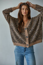Load image into Gallery viewer, Knit Sweater V-Neck Animal Print Cardigan
