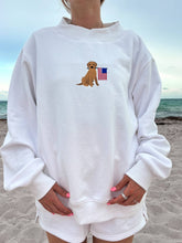 Load image into Gallery viewer, White American Flag Dog Mockneck Sweatshirt 100% Cotton
