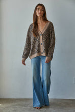 Load image into Gallery viewer, Knit Sweater V-Neck Animal Print Cardigan
