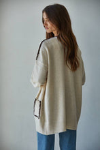 Load image into Gallery viewer, Knit Sweater Contrast Stitch Open Cardigan
