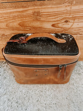 Load image into Gallery viewer, Leather Train Case with Cowhide
