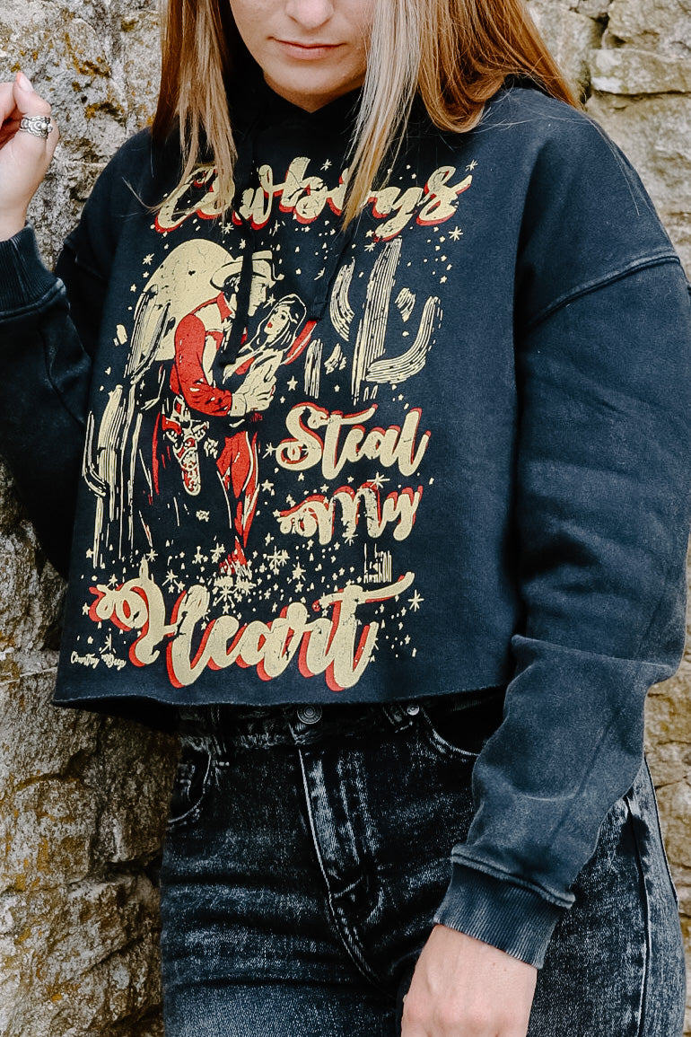 Cowboys Steal my Heart Cropped Hoody